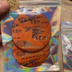 Handmade set of Cincinnati bengals car coasters